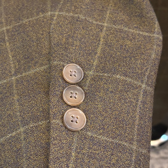 Hart Schaffner Marx Windowpane Plaid Blazer 44L Brown Sport Jacket Parisian Wool - Picture 5 of 16